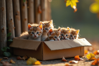 Petits chatons abandonnés dans une boîte en carton