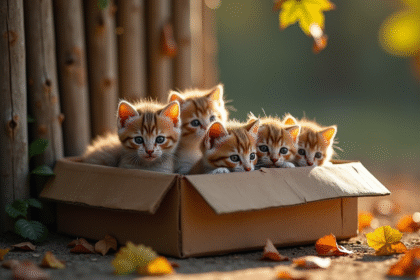 Petits chatons abandonnés dans une boîte en carton