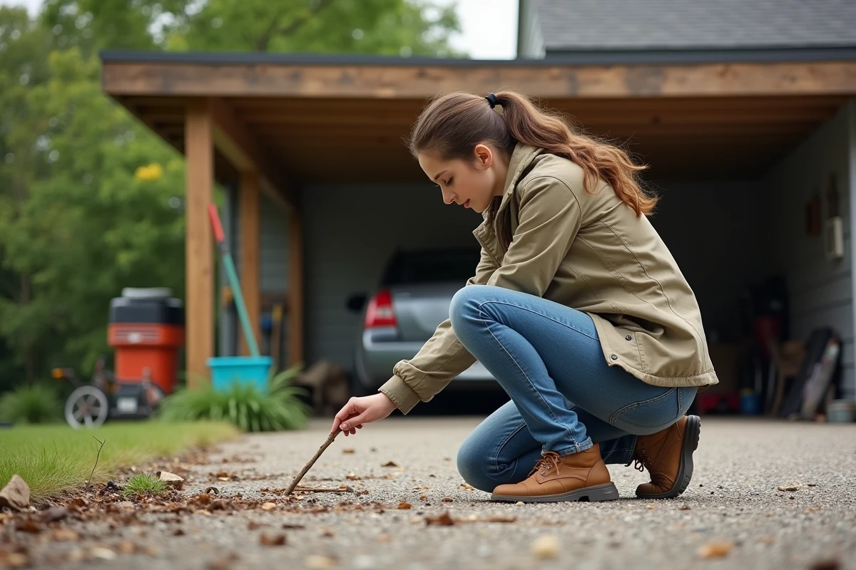 Jeune femme pointant des traces d