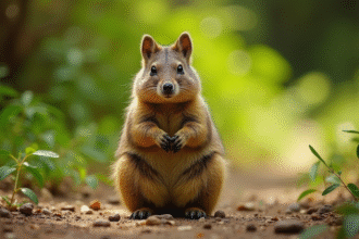 Quokka debout dans la forêt ensoleillée