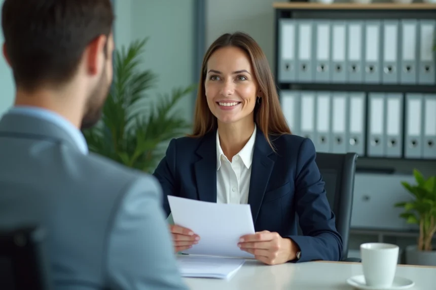 Vétérinaire femme en entretien professionnel pour demander une augmentation de salaire dans une clinique vétérinaire